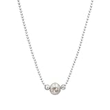 Silverly Collar Perlas Facetadas Plata de Ley 45cm | Joyas Perlas Agua Dulce Mujer | Collar Brillante Plata 925 | Regalo Cumpleaños Ella | Elegante Diseño Minimalista Piedras Preciosas