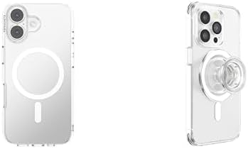 Bundle of PopSockets iPhone 17 Phone Case with MagSafe, Wireless Charging Compatible, Clear - Clear + PopSockets Phone Grip for MagSafe, Magnetic Holder, Phone Stand - Clear