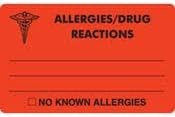 MAP488 - Allergic to Choice - Allergy Medical Alert Labels - roll of 250-4 X 2-1/2 Size - (MAP488 RED)