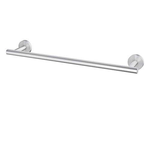 LuckIn 16 Inch Towel Bar Brushed Nickel Hand Towel Rod, Stainless Steel Kitchen Dish Towel Holder, Wall Mounted Bathroom Towel Rack Modern Single Rail Silver Hanger for Shower, TR0016