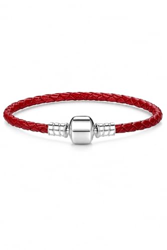 Jewellbox Girls Genuine Leather Charm Bracelet Charm Bracelets for Womens Sterling Silver Barrel Clasp