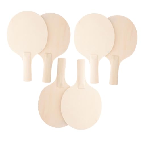 GANAZONO 6 Piezas Kit de Palas de Pong de Madera para Manualidades Raquetas sin Pintar para Tenis de Mesa Base Ligera y Resistente con Agarres para Deportivos y Firmas