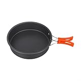 Sartén antiadherente para camping, diseño antiquemaduras, juego de ollas ligeras de alúmina (grande)