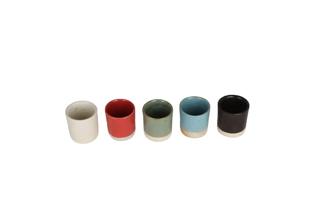 Mrid cera Studio Pottery Tableware drinkware Ceramic Wine Shot Glass Multicolor Set of 5 pcs