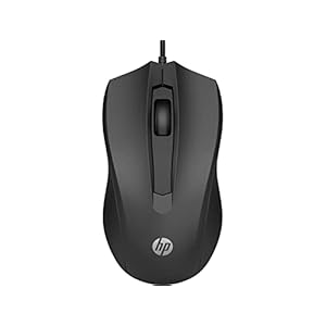 HP 100 – Ratón con Cable (1600 PPP, 2 Botones y Rueda de Desplazamiento, Conexión con cable USB, Windows 10 – Windows 8 – Windows 7 – MacOS 10.1 o superior), Color Negro