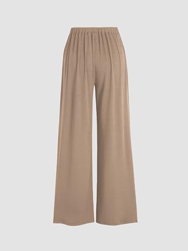 CIDER Petite Solid Elastic Waist Wide Leg Pants4