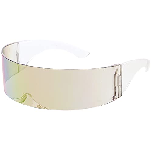 Image of zeroUV - 80s Futuristic Cyclops Cyberpunk Visor Sunglasses with Semi Translucent Mirrored Lens Shield Sunglasses
