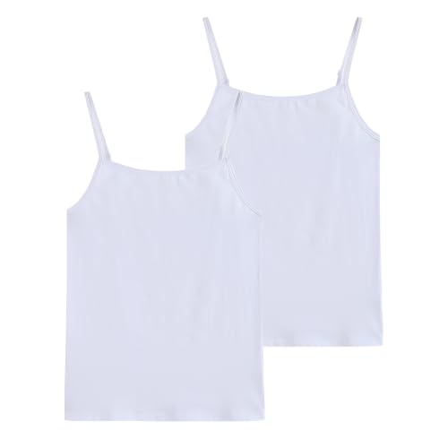 Image of Girls Undershirts Camisole Tank Tops for Kids with Adjustable Straps Cotton Dance Cami for Teen 5-12 Years