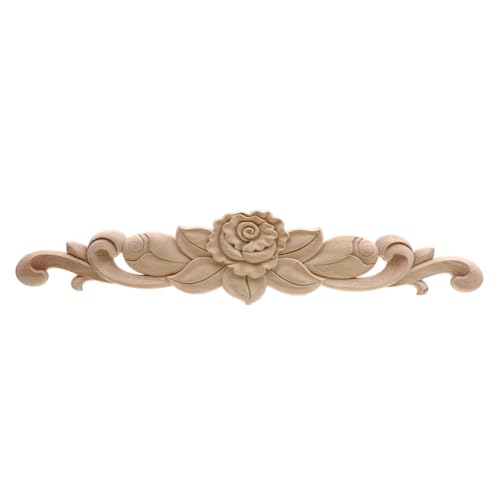 Rosa tallada en madera LVTFCO decoracion clasica artesanal de 50x10cm para muebles elegantes 2