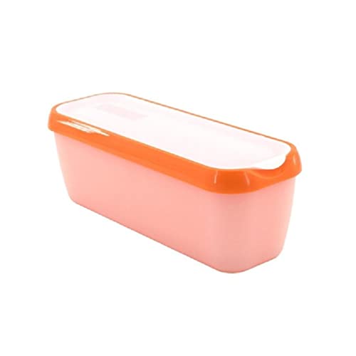 DSXH Bandeja de almacenamiento de helado rectangular reutilizable molde recipiente helado caja con tapa cocina refrigerador almacenamiento hogar congelador contenedores para (Naranja)