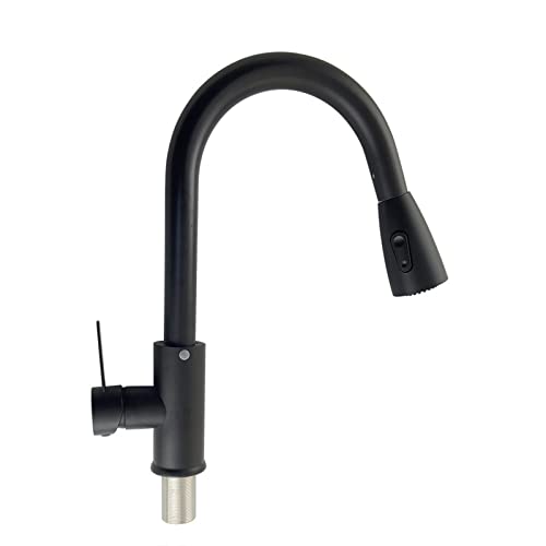 Grifo de cocina de acero inoxidable negro con rociador de alta durabilidad