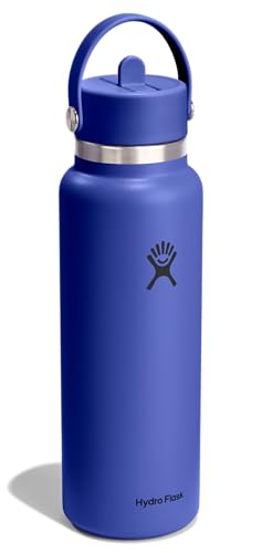 Image of Hydro Flask Water Bottle - Insulated Stainless Steel - Wide Straw Lid, Non Spill, Leakproof in 40 Oz Capri Blue