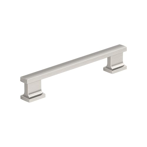 Image of Amerock 25 Pack 5-1 /16 inch Triomphe Satin Nickel Drawer Pull | 5-1 /16 inch (128mm) Center-to-Center Mounting Distance and 6-1 /16 inches Overall Length, Durable Zinc Cabinet Hardware