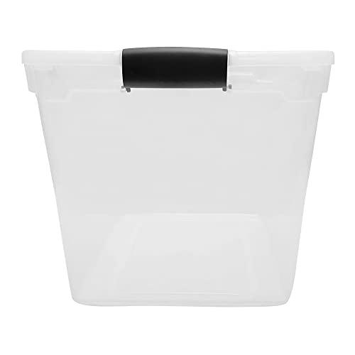 HOMZ-31-Quart-Secured-Seal-Latch-Extra-Large-Single-Clear-Stackable-Storage-Container-Tote-with-Grey-Handles-for-Home-Garage-or-Basement-4-Count