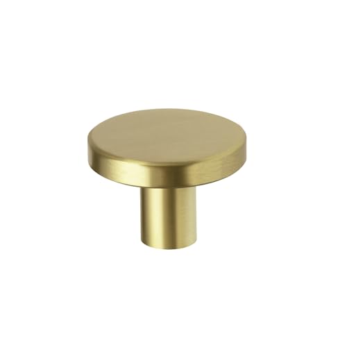 MODMONE 1.26" Cabinet Knobs 30PACK Solid Brass Dresser Knobs Round Brushed Gold Dresser Knobs Gold Cabinet Knobs for Cabinets, Drawers, Lockers, Shoe Cabinets, Closet by MODMONE - Used condition - US$19.96