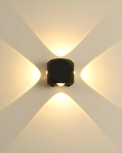 IGNITE GALAXY 4-Way Warm White Decorative Lamp | 4W LED Up Down Wall Light | IP65 Waterproof & Shockproof Aluminium Body | Elegant Indoor & Outdoor Wall Sconce for Home Decoration
