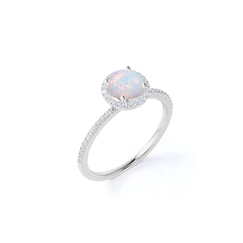 Verlobungsringe für Damen, 10 K, 14 K, 18 K Gold, Opal und Diamant, simulierter Opal und echte Diamantringe für Sie (Farbe G-H, Reinheit I2-I3), Metall, Diamant, Metall, Diamant – Bild 3