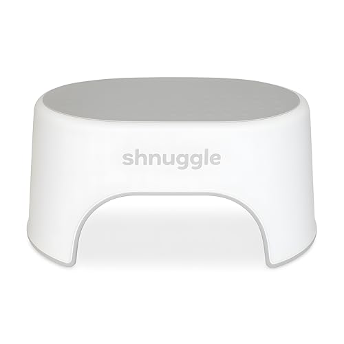 Shnuggle Sturdy Step Stool | Helps Toddlers in the Bathroom | Non-Slip Toilet Step in White and Grey for Kids | Multiuse Step for Toddler Potty Training