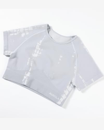 Image of AUROLA Serpent Snake Seamless Workout T-Shirts for Women,Short Sleeve Crop Top Gym Yoga Athletic Shirts Tee