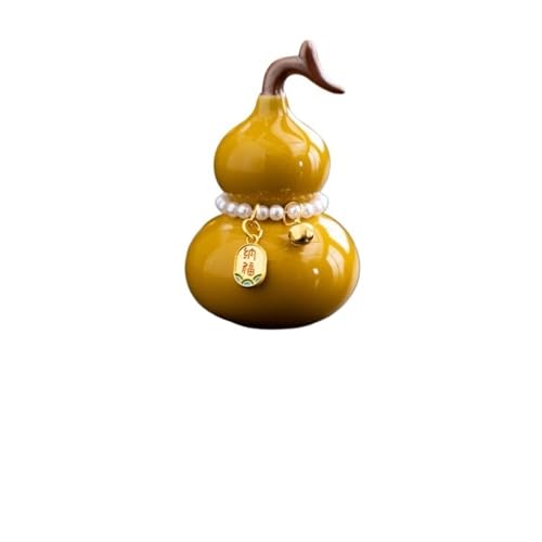 LOVDUSA Colorful Ceramic Gourd Ornaments - Decorative Home Accents & Unique Gift Ideas(yellow)