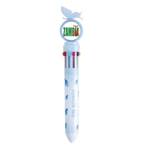 Stylo à bille rétractable Zambie multicolore art déco écriture école