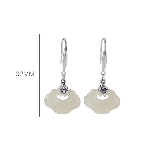 Boucles d'oreilles pierre vert pâle et motif nuage Ruyi à offrir - 2