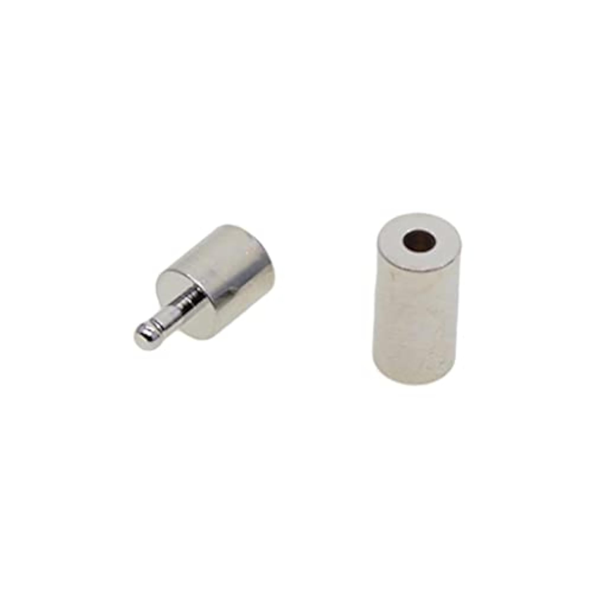 2x10 Set Silver Leather Glue Bayonet Push Tube Clasp