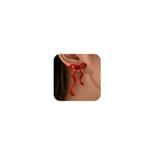 Christmas Earrings Red Bow Earrings for Women Holiday Christmas Jewelry Gifts Outfits Accessories