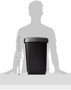 Rotho Twist Waste Bin with Lid, Plastic (PP), 25 Litres, Black/Silver, (33.3 x 25.2 x 47.6 cm), One Size