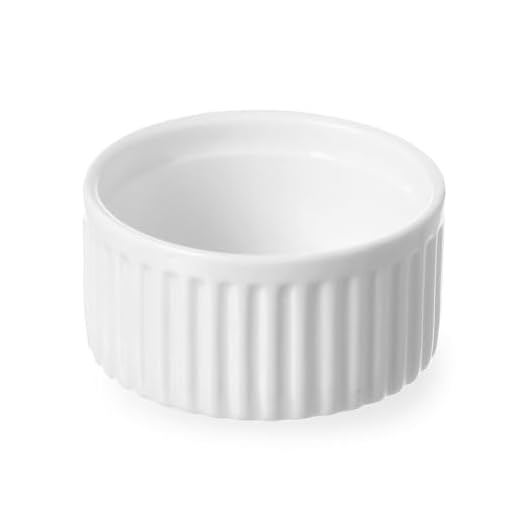 HENDI Ramekin, geribbeld, voor crème brûlée, desserts, bijgerechten, snacks, temperatuurbestendig tot 600°C, stootbestendig, dipschaalje, serveerschaaltje, 130ml, ø70x(H)35mm, porselein, wit