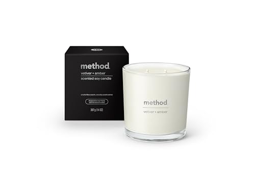 Method Premium Soy Candle Vetiver + Amber 2 Wick Recyclable Jar Up to 50 Hours Burn Time 14 oz