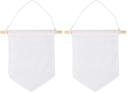 Rayher Hobby 46370102 Stoffwimpel, zum Hängen, Textilwimpel zum Bemalen mit Stoffmalfarbe, 3 Stück, naturweiß, 14x15 cm, Klein (Packung mit 2)