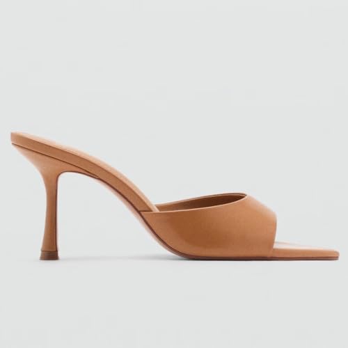Image of YIYA Women's Open Pointed Peep Toe Mules Kitten Heels Stiletto High Heels Slide Sandals Summer Slip On Backless Dress Spring Summer Pumps Shoes