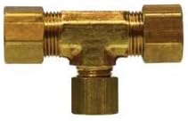 18116 Reducing Tee, 1/2 in Compression x 1/2 in Compression x 1/4 in Compression, Brass