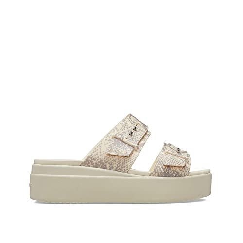 Image of Crocs Women's Brooklyn Buckle Low Wedge Sandal, Chalk