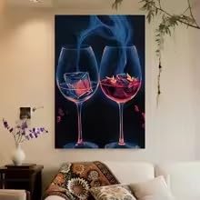Art mural bohème abstrait pour salon moderne affiche lunettes bleues