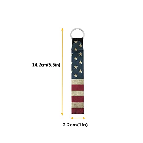 Xoenoiee Vintage American Flag Wristlet Strap For Key Hand Wrist Lanyard Durable Key Chain Holder For Men Women, Lanyard Keychain For Car Camera Cellphone Backpack #TOP6