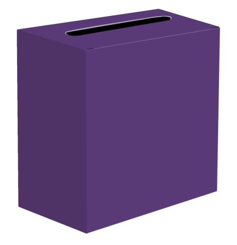 Image of SietDESEO Purple Card Box for Graduation Large Cardboard Gift Card Box Holder for Wedding Reception Birthday Graduation Baby Shower Raffle Ticket Box with Slot