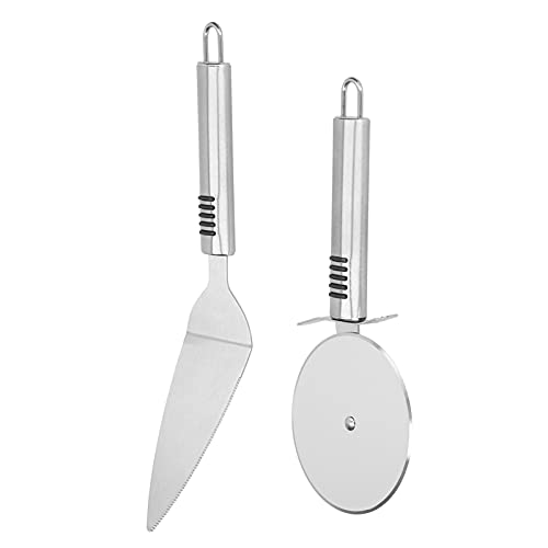 Cáscara de Pizza, Paleta de Espátula para Pizza, 2 Piezas de Espátula para Pizza de Acero Inoxidable, Mini Cortador de Pizza, Pala para Pizza con Redondo, Rueda Cortadora de
