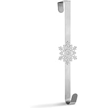 U/ D Christmas Wreath Hanger Over the Door Metal Wreath Hook Snowflake Decor Hook for Xmas Party Door Wall Home Office Silver