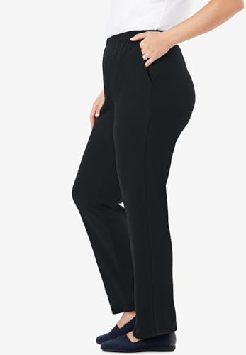 Woman Within Plus Size Womens Plus-Size 7-Day Knit Straight-Leg Pull-On Pants - M, Black3