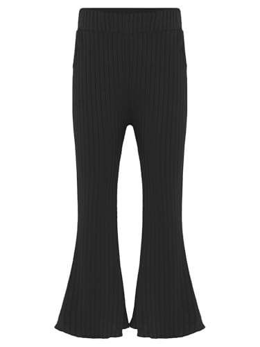 Kids Girls High Waist Solid Color Ribbed Flared Pants Bell-Bottom Leggings for Sports Yoga Active Casual Wear3