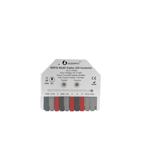 GLEDOPTO ESP32 Mini WLED Controller mit Mic DIY Music Dynamic Digital Modi WS2811 WS2812 SK6812 TM1814 WS2813 WS2815 Strip