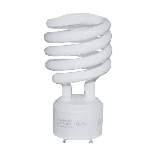 Handycondo-23 Watt Cfl Gu24 Light Bulb With Two Prongs - T2 Mini Spiral Light Bulbs 3500K - 120V 60Hz Neutral White Light 1600Lu - Twist Lock Compact Fluorescent Light Bulbs For Indoor Use -4 Pack Ul #TOP2
