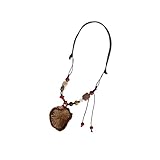 HDOYTXXM Collar único de madera con cuentas de textura terrosa, diseño tradicional de inspiración asiática, accesorio de cadena de suéter, accesorios de joyería de cerámica inspirada en la naturaleza
