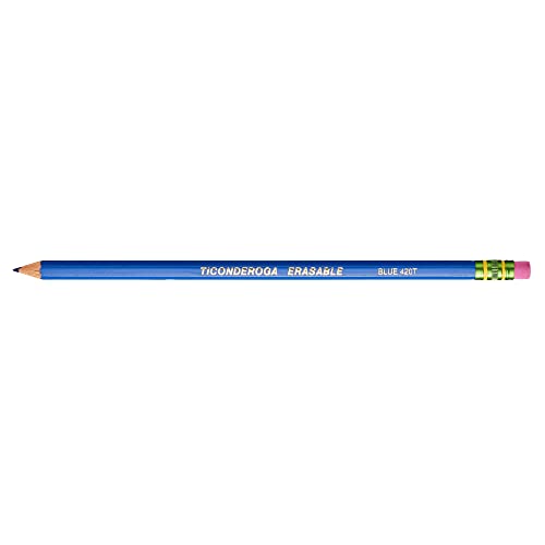 Image of Ticonderoga Erasable Checking Pencils with Eraser, Pre-sharpened, Red, 12-Pack (14259) & Erasable Checking Wood-Cased Pencils, Pre-Sharpened, Blue, 12 Count