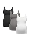 SOLY HUX Women's Maternity Scoop Neck Tank Top 3 Packs Sleeveless Basic Tops Pregnancy Athletic Yoga Shirts Grey White Black Small