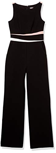 Vince Camuto Women s Kors Wide Leg Crepe Jumpsuit (Regular and Petite), Black White Blush, 14