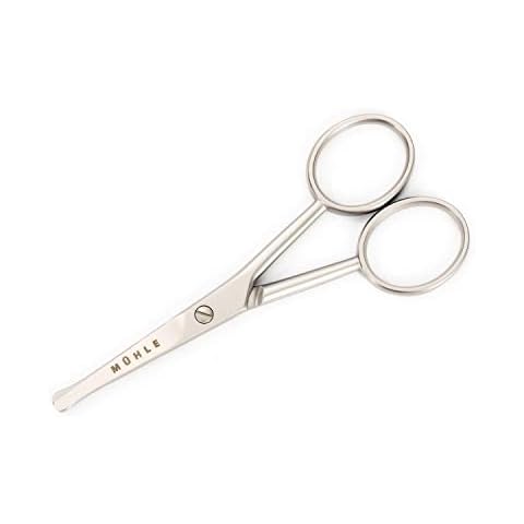 MÜHLE Beard, Nose & Ear Hair Scissors | 4-Inch Scissors | Matt Stainless Steel for Durability | Safe Rounded Tip | Manual Facial Hair Trimmers | Ergonomic Design Cover