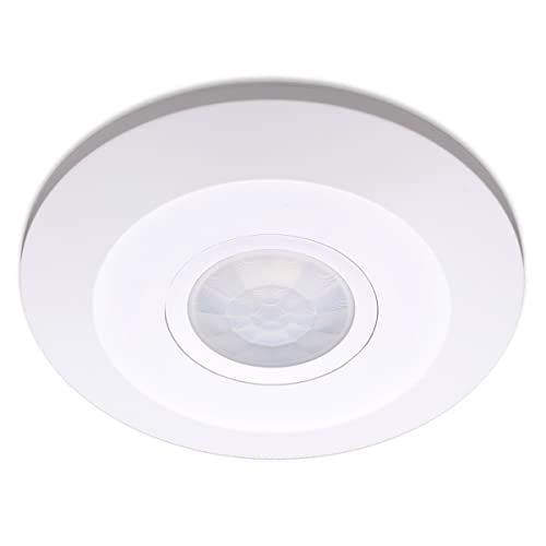ARUM® Détecteur de Mouvement Plafond Infrarouge Intérieur Blanc pour Éclairage - Distance Détection 8 m en Champ Libre - Angle 360° - IP20